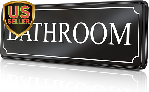 Bathroom Door Signs for Home Office and Business - Restroom Sign Cute Bathroo...