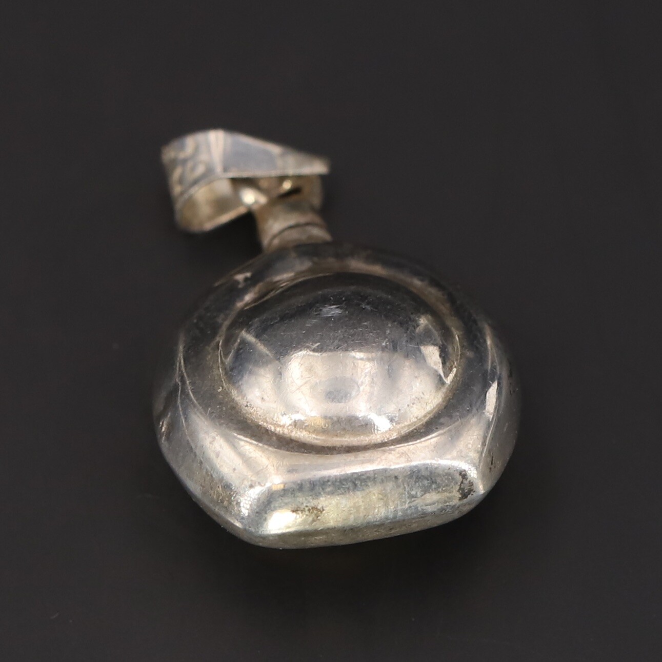 Sterling Silver MEXICO Round Perfume Bottle Decanter Necklace Pendant