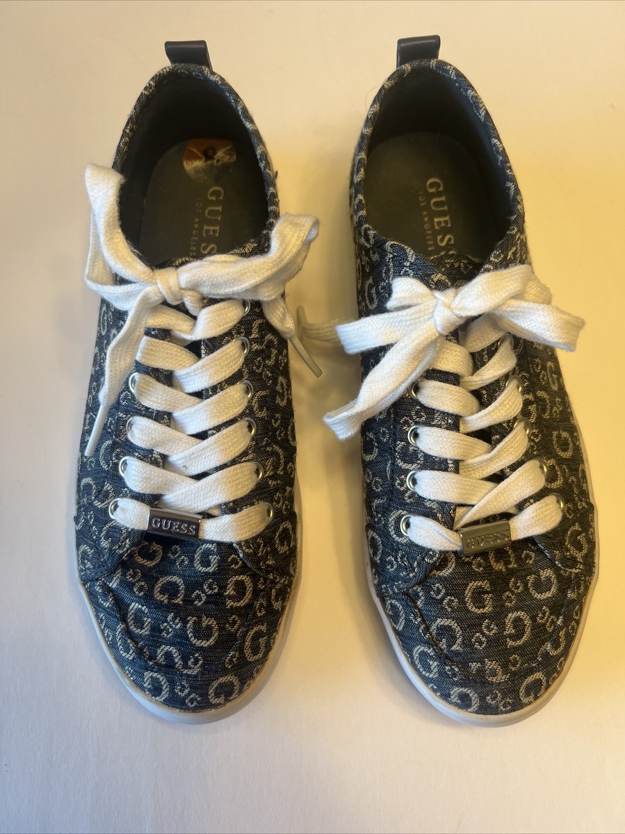 WOMEN'S GUESS LOS ANGELES CASUAL SNEAKERS BLUE LOGO SIZE UK