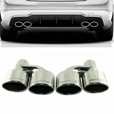 Pair Fit For Mercedes Benz AMG Exhaust Tips W212 E350 E400 C63 C300 C350 W204 - Bild 1 von 4