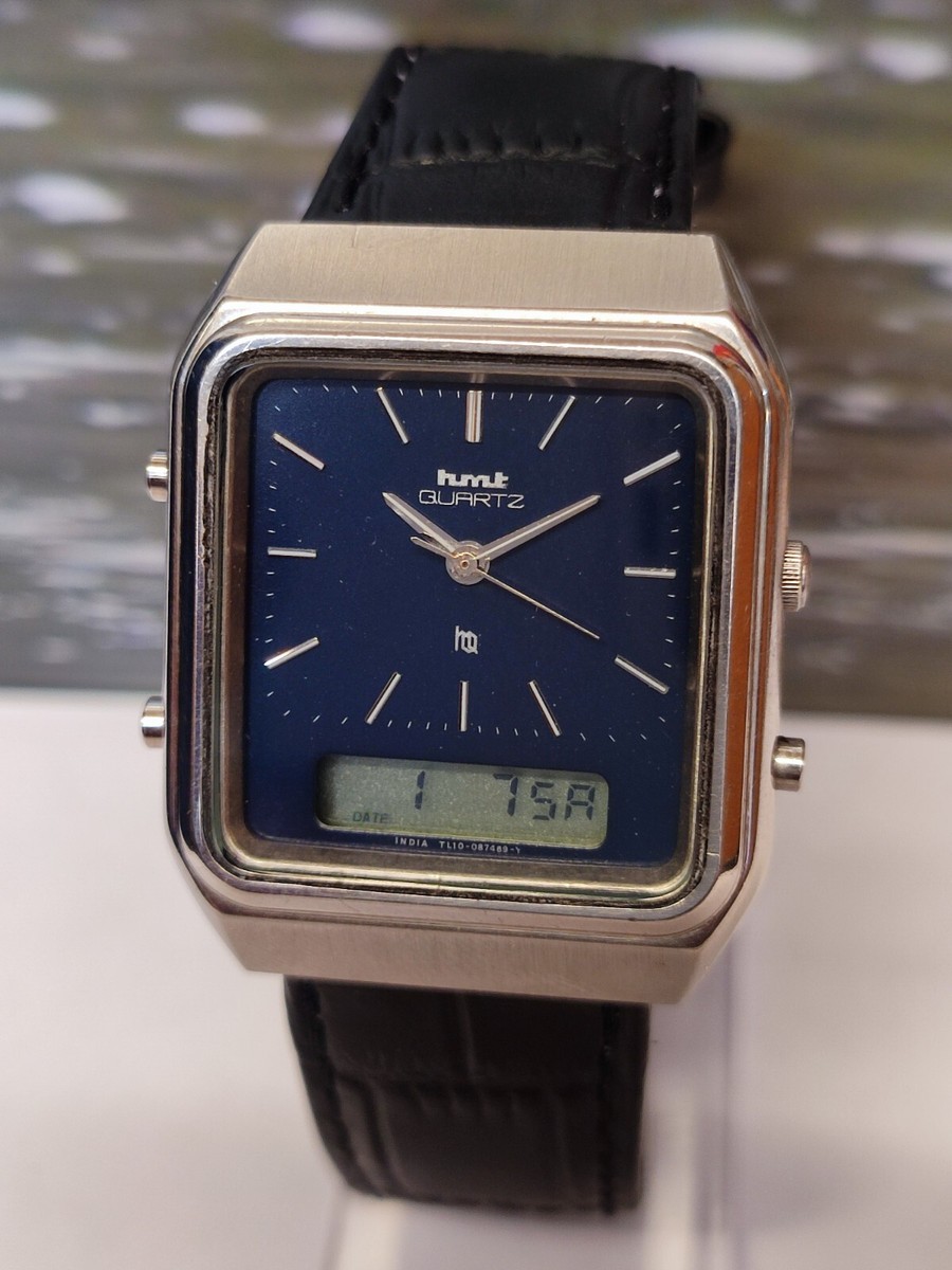 HMT QUARTZ BLUE DIAL TL10-8402 INDIA MEN'S FULLY WORKING CONDITION