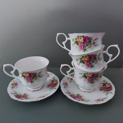 Antique ROYAL WESSEX Bone China Cups Saucers ENGLISH