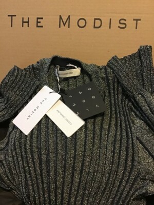 Cedric Charlier Rib Knit Metallic Viscose Midi Dress | eBay