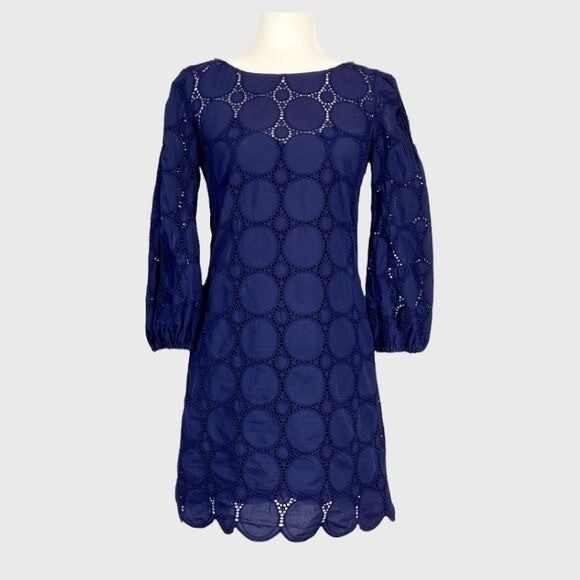 Laundry Shelli Segal Womens Blue Lace Eyelet Dress Cotton 3/4 Sleeves size 4 | eBay Laundry Shelli Segal Womens Blue Lace Eyelet Dress Cotton 3/4 Sleeves size 4 | eBay