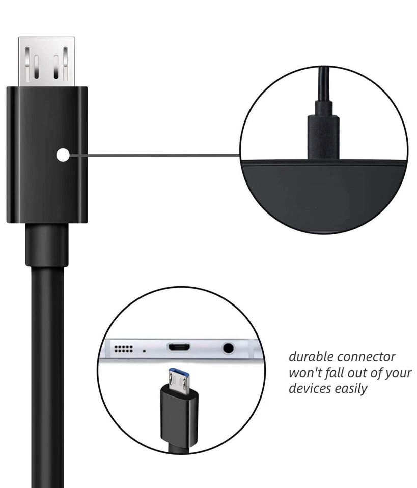 2 Pcs Micro USB Data Cable Cord Charger for Amazon Kindle Fire 2 HD 7 Tablet Bk - Image 2 of 4