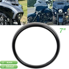 7" Headlight Lamp Trim Ring Cover Gloss Black For Harley Street Electra Glide