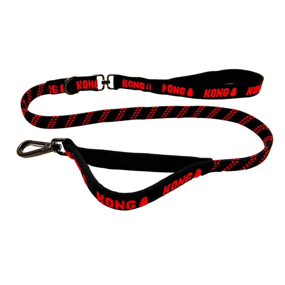 102cm KONG COMFORT Dog Leash in BLACK & RED , Neoprene Handle , Lead Up