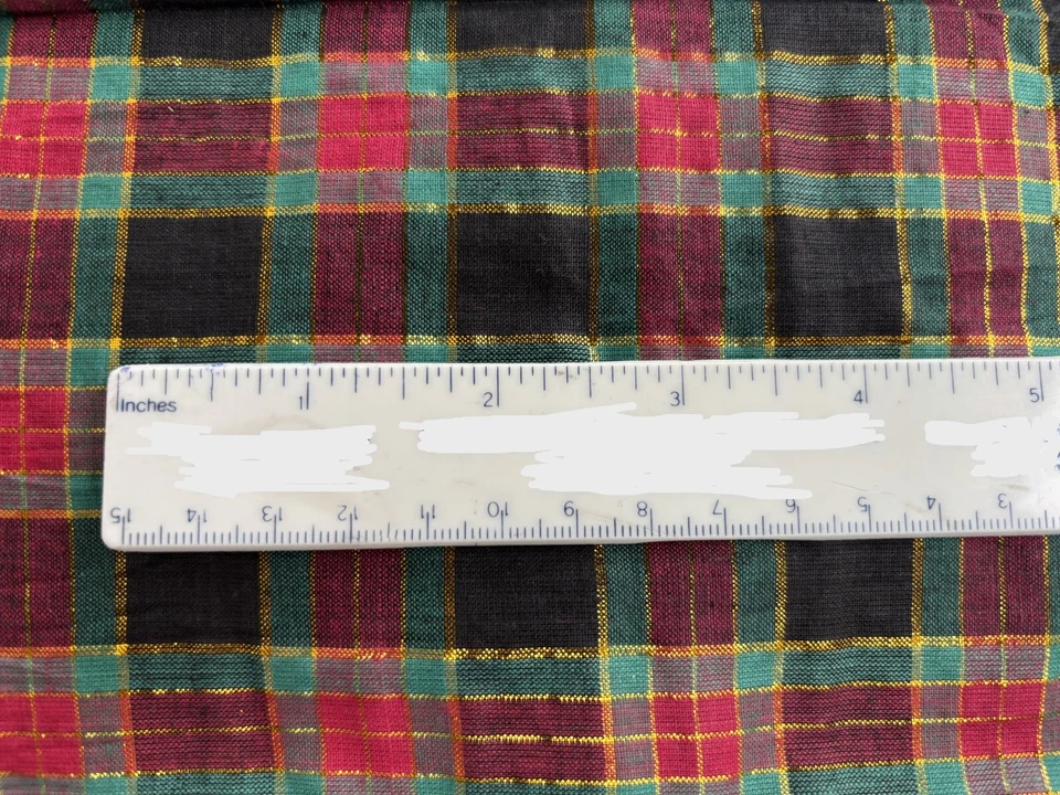Vintage Cotton Crinkle Plaid Fabric Remnant - Image 3 of 4