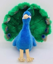 FAO Schwarz Peacock Bird 14" Plush Stuffed Animal Blue Green