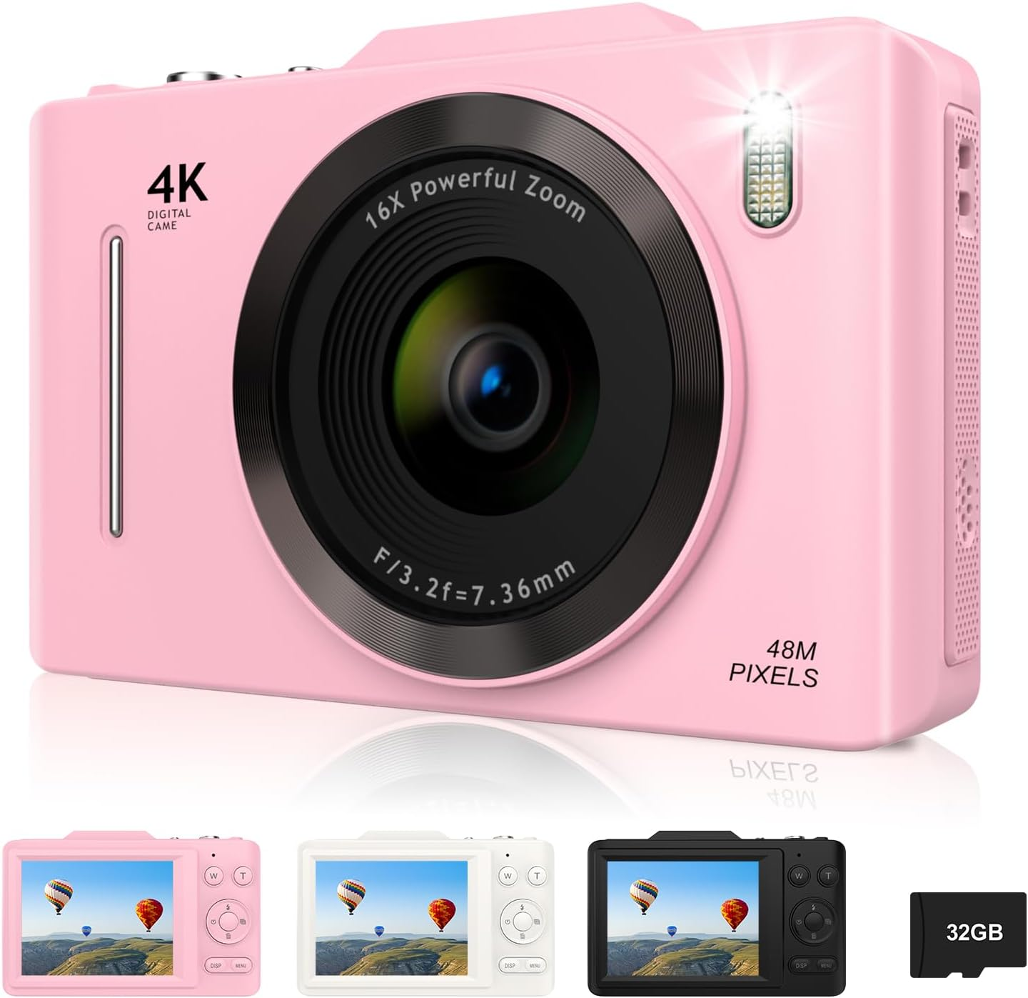 FHD 4K 48MP Point and Shoot Digital Camera with 16X Zoom for Kids and Beginners-image