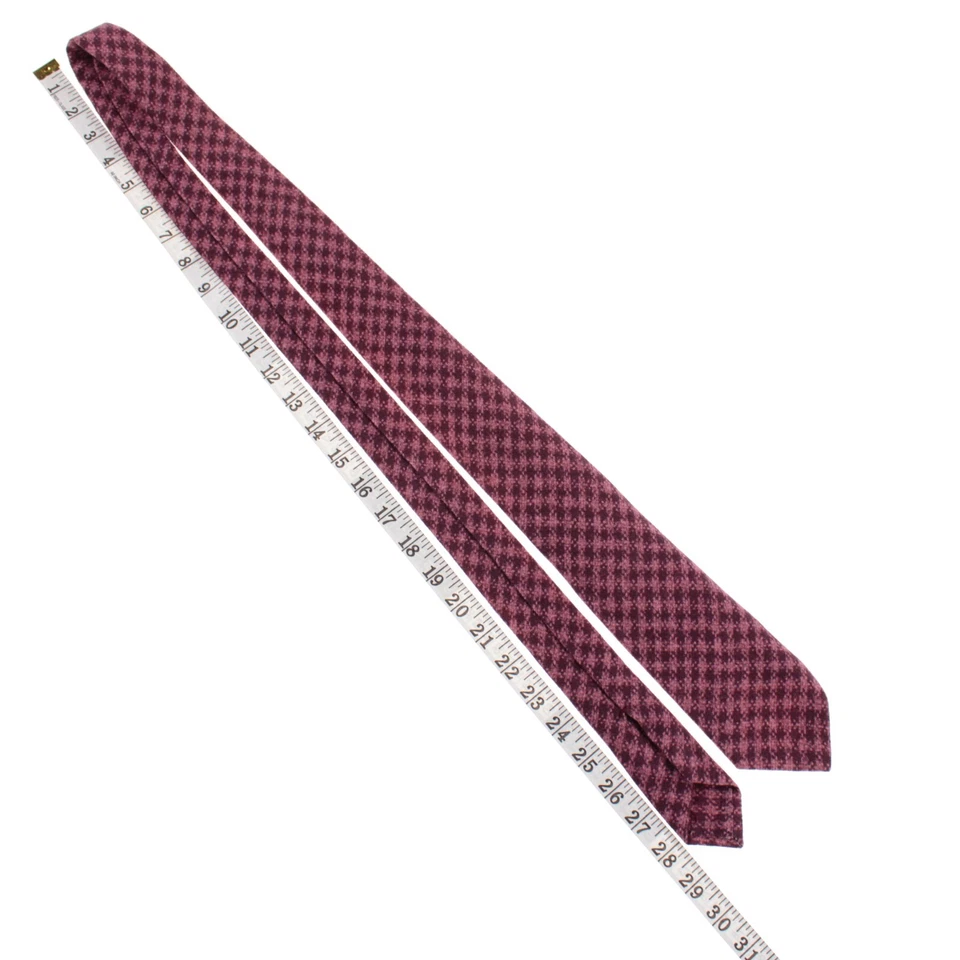 Corbata Kiton nueva sin etiquetas mezcla de lana/seda en pata de gallo borgoña/rosa rosa Foto 3 de 4