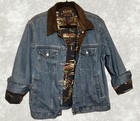 Denim & Co. Blue Jean Womens Med M Jacket Coat Leather Collar Duck Hunting Lined
