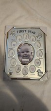 Baby Silver Metal Picture Frame FIRST YEAR 13 Opening Malden International