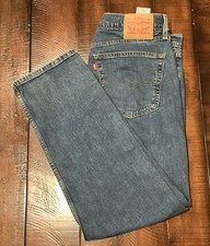 Levis 505 Jeans Men 36X30 Blue Denim Regular Fit Straight Leg Cotton Medium Wash