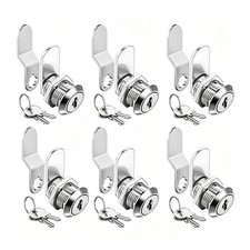 6 Pack 5/8 Inch Keyed Alike Cam Locks with Matching Keys