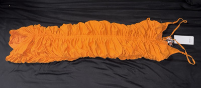 AKIRA Orange Solid Ruched Beaded Sleeveless Strap Top Women's Size S Regular