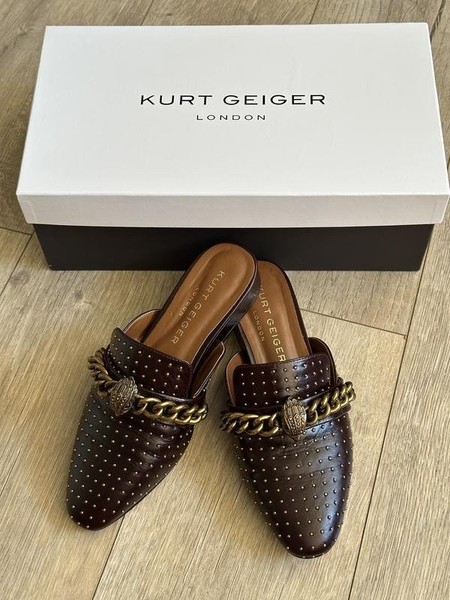 Women Kurt Geiger Mules Burgundy Leather 34.5