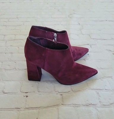 Marc Fisher Ltd Women's US Size 7 Jayla Block Heel Plum Suede Booties 