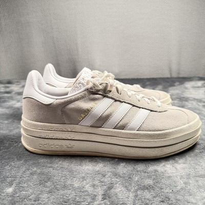 Adidas Gazelle Shoes Womens Size 8.5 Beige Platform Suede Sneakers HQ6893
