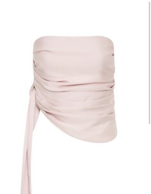 Meshki Allegra Satin ruched strapless top pale pink size Medium