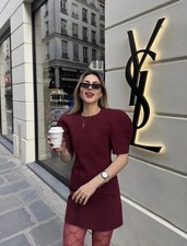 ZARA M MAROON GODET MINI FIT DRESS ZW Collection NWT  9191/199/605