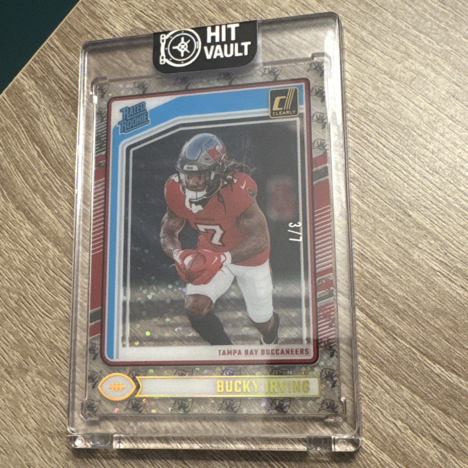 2024 Panini Clearly Donruss Bucky Irving Team Logo Rated Rookie 3/7 Buccaneers