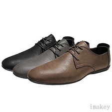 Mens Round Toe British Lace up Loafer Business Formal Oxfords Leather Shoes Flat