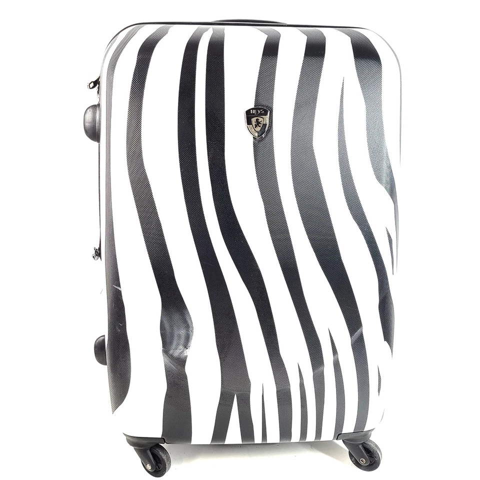 Heys 26" Spinner Luggage Hardside PC Expandable Zebra Print Black White - Image 2 of 4