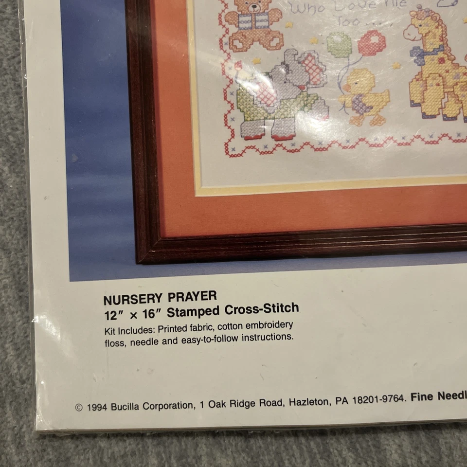Bucilla Stamped Cross Stitch Kit #40859 儿童房祈祷婴儿系列 1994 全新 — 第 4/4 张图片
