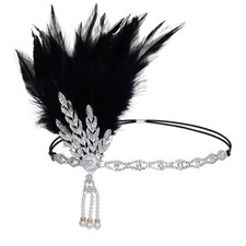 choyaxo Flapper Headband Roaring 20s Headpiece 1 Count Pack of 1 , black
