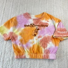 Walt Disney World Tie dye Cropped Sweatshirt women's Medium Embroidered Minnie