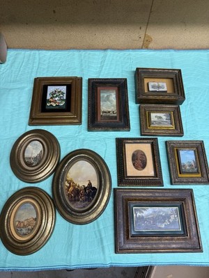 Vintage Framed Art Prints Lot Hal Kramer Co Chicago Oval & Wood Frames Decor