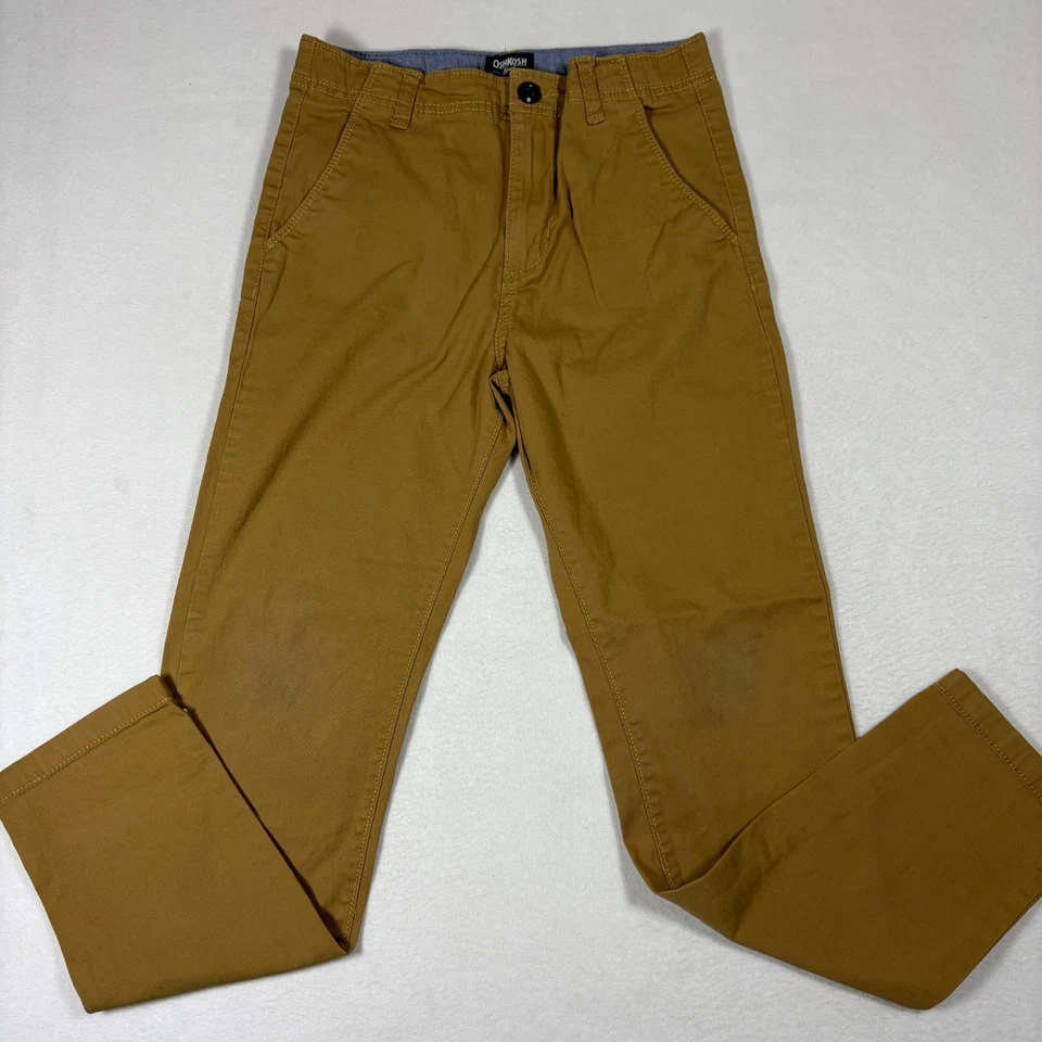 OshKosh Niños Chinos 12 Caqui Marrón Pierna Recta Informal Algodón Pantalones Escuela Foto 2 de 4