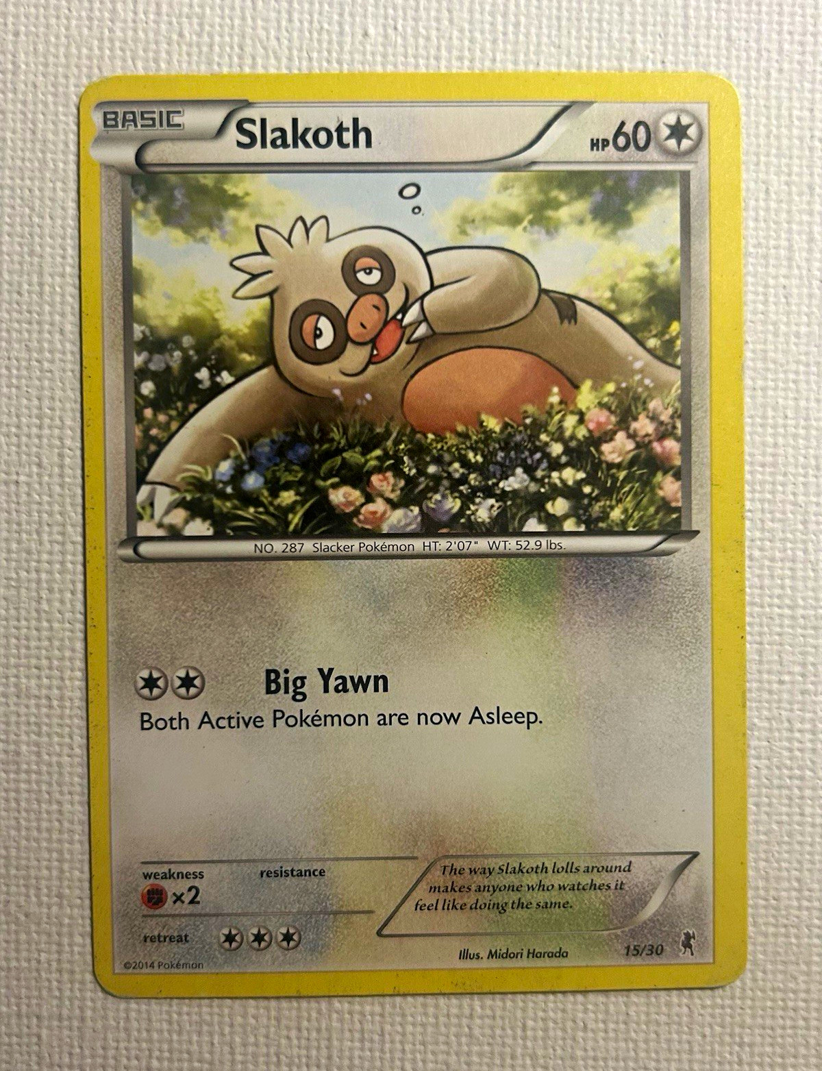 Slakoth 15/30 XY Trainer Kit Bisharp & Wigglytuff Pokemon English Lightly Played