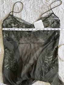 La Perla NWT Green Lace Sheer Nightgown Babydoll Slip Dress Chemise Large