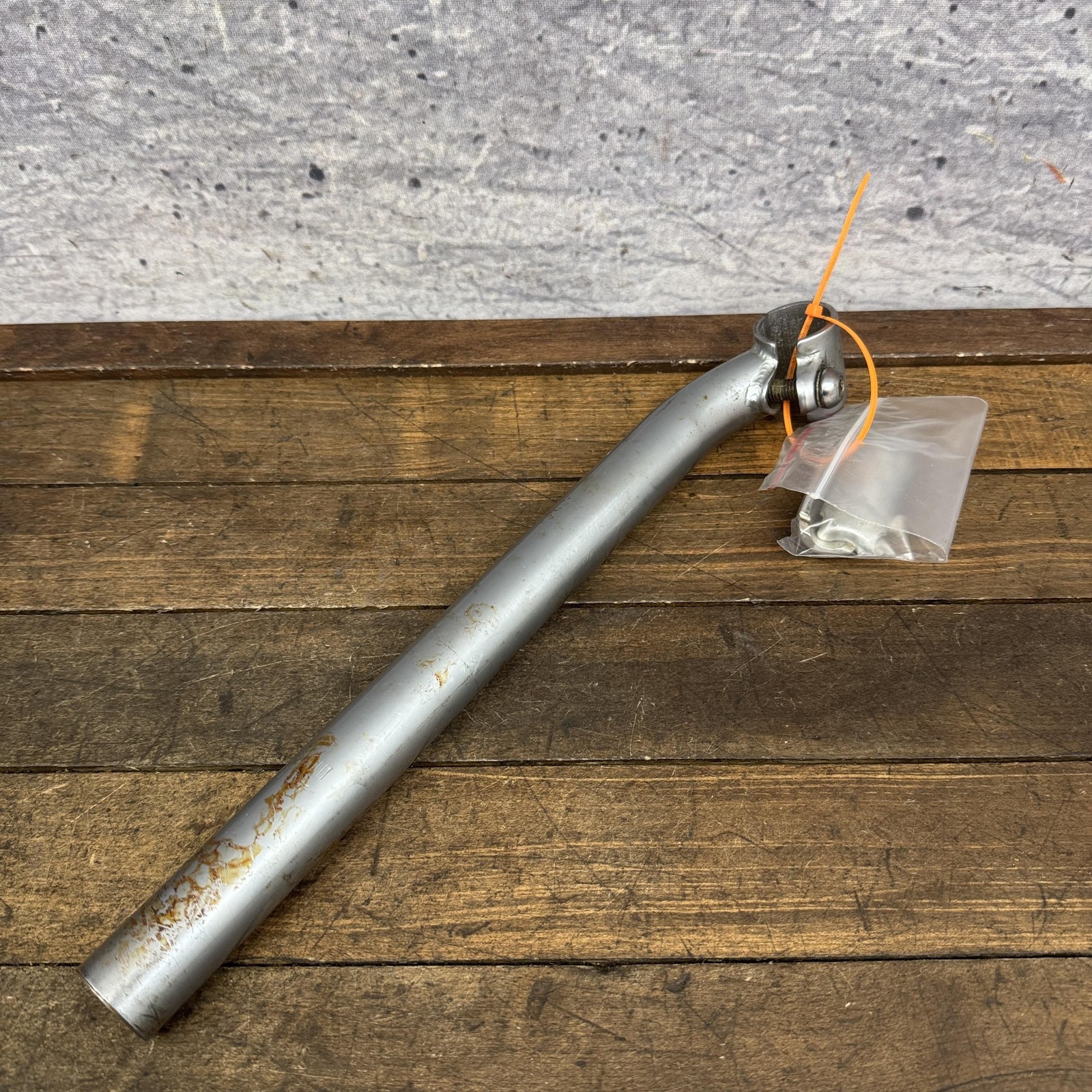 Vintage Layback BMX Seatpost 25.6mm Biscuit Silver Steel Old
