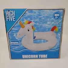 High Five Unicorn Tube Pool Float, 41x36 Inches Kids Inflatable Ride On New