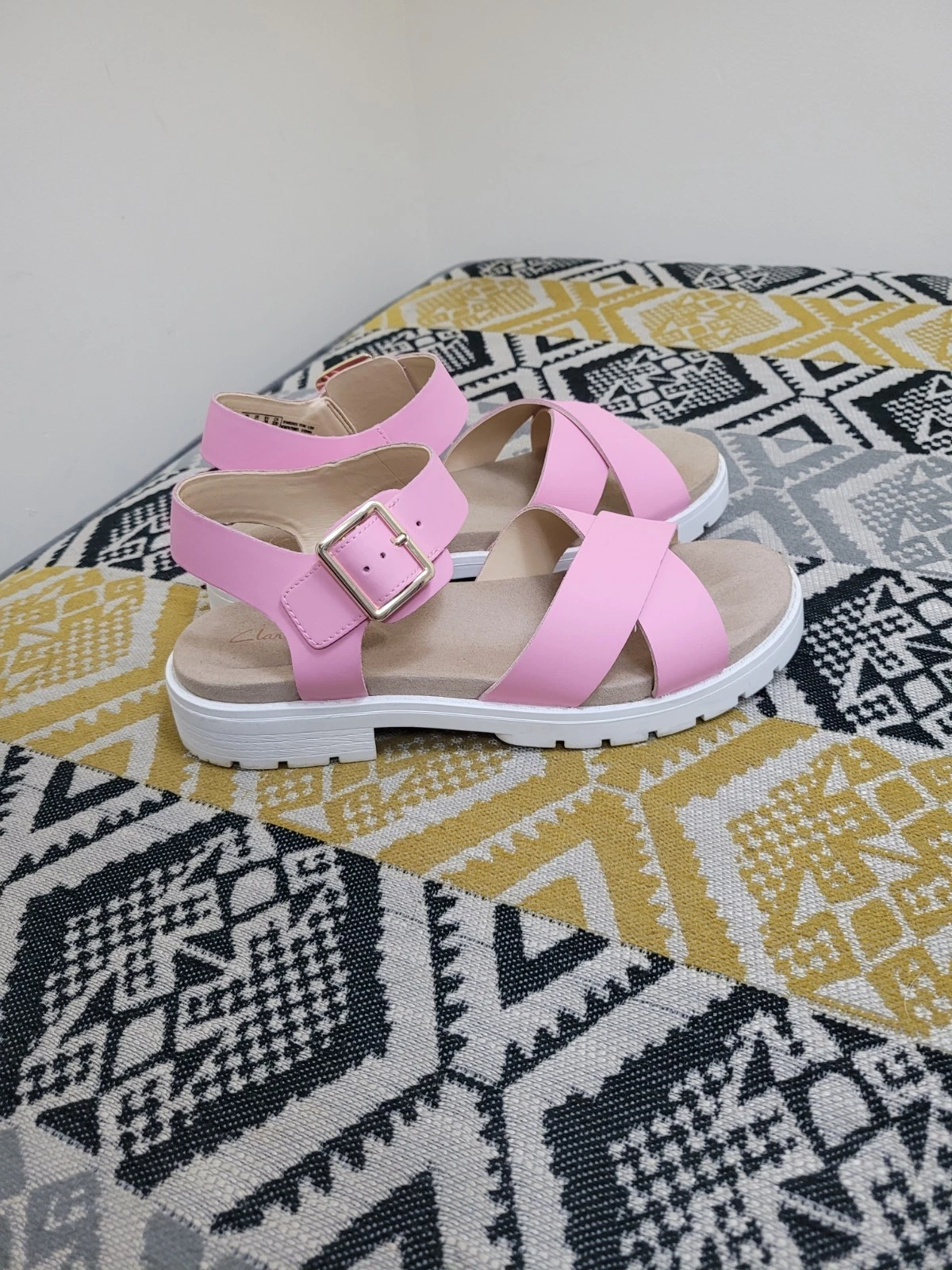 Sandali Clarks Orinoco in pelle con cinturino posteriore usati in ottime condizioni taglia 5 EU 38 rosa rosa bianco