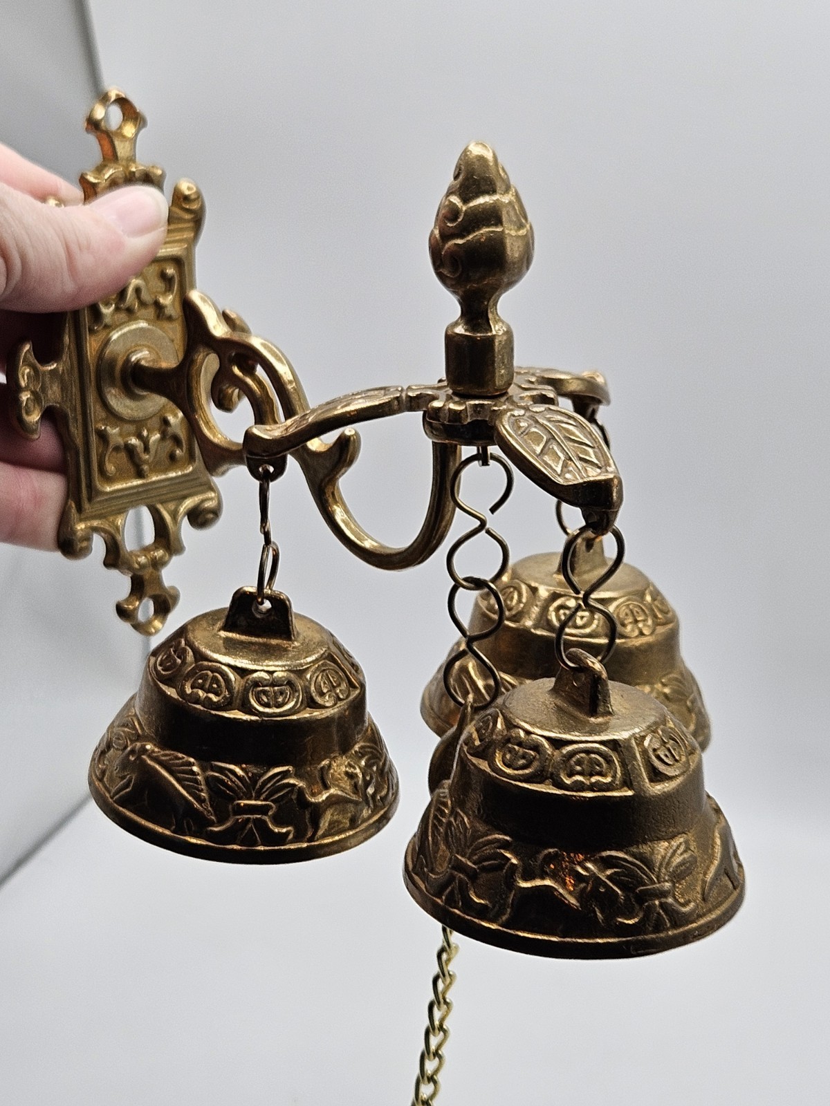 Vintage Style Brass Wall Mounted Shopkeepers Triple Chime Do