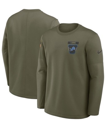 Detroit Lions Salute to Service Sideline Coaches Therma-FIT LS Shirt Men s Large