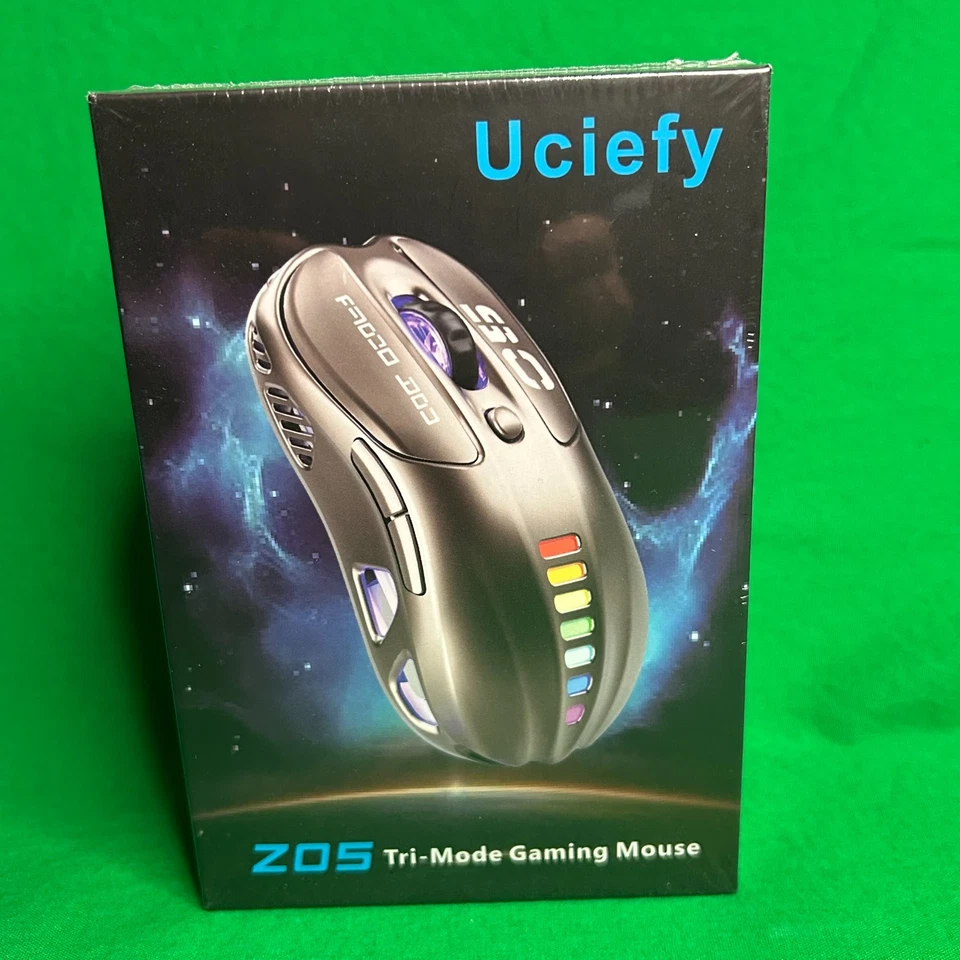 Uciefy Z05 Wireless Gaming Maus, Tri-Mode 2.4G/Blutooth/USB-C Kabelgebunden Maus Schwarz
