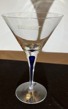 Orrefors Sweden Martini Glass Clear Blue Dist...