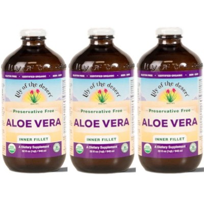 Aloe Vera Juice   Inner Fillet Preservative Free 32 fl. oz Each (Pack of 3)