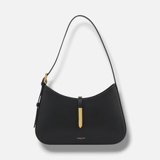 DeMellier Women's Black Leather Gold-Tone Magnetic Tab The Tokyo Shoulder Bag