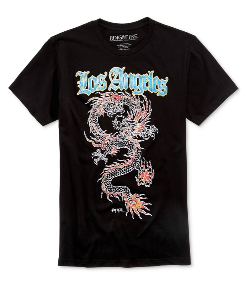 Мужская футболка с изображением Мирового дракона Ring Of Fire, черная, Средний размер