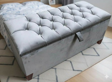Chesterfield Ottoman Storage Blanket Toy Box in Soft Plush Fabric 3FT 4FT 4FT6 5