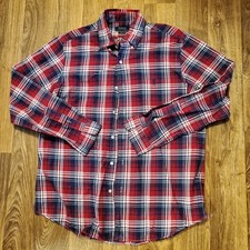Polo Ralph Lauren Shirt Men Large Red Plaid Classic Fit Long Sleeve Button Up