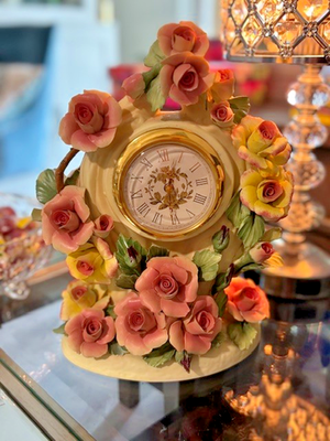 コレクション ROSE GALLNRY Capodimonte Roses of Romance Clock Fine Porcelain Made In Italy | eBay