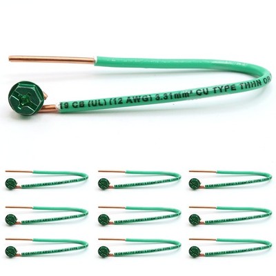 (Pack of 10) 12 AWG Solid Copper Ground Wire with Green Ground Screws   6.5'' ...