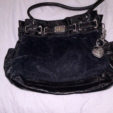 Kathy Van Zeeland Black Shoulder Bag Solid Silver Hardware Buckle Charm